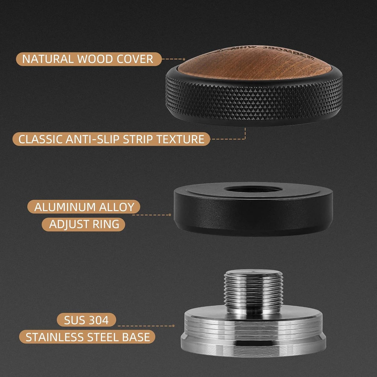 58.35mm Coffee Distribution Barista Tool MHW-3BOMBER Adjustable Height To Fit 58mm Portafilter
